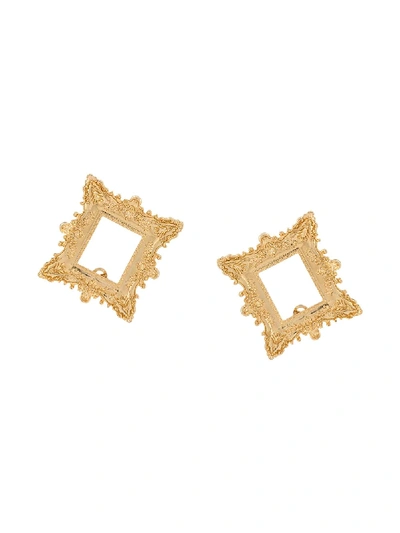 Shop Moschino Frame Oversized Clip-on Earrings In Gold