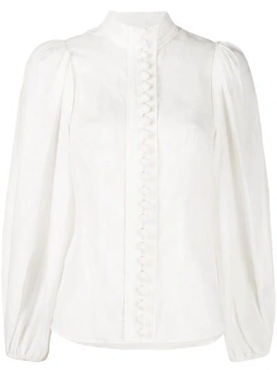 Shop Zimmermann Long-sleeve Fitted Blouse In White