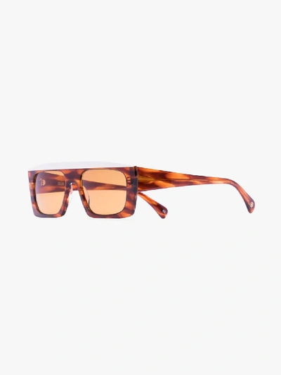 Shop Kaleos Brown Rectangular Sunglasses