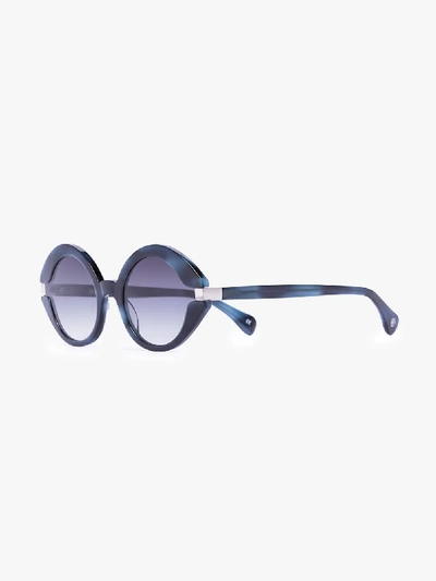 Shop Kaleos Blue Moran Round Sunglasses In Black