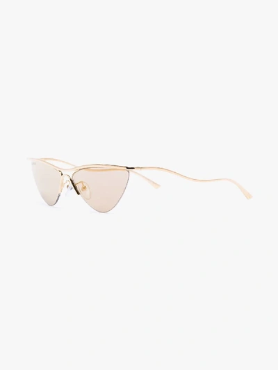 Shop Balenciaga Gold Tone Curve Cat Sunglasses