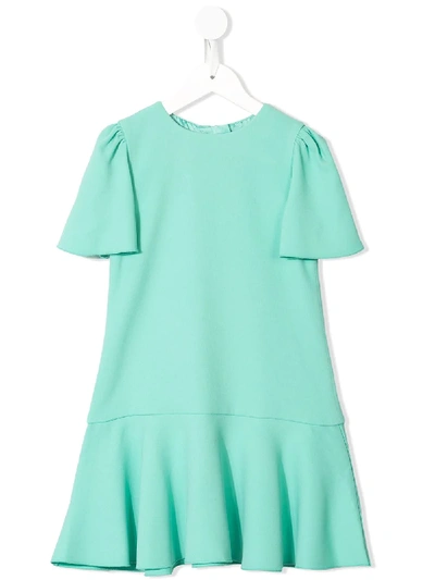 Shop Dolce & Gabbana Ruffled Round Neck Dress In Green