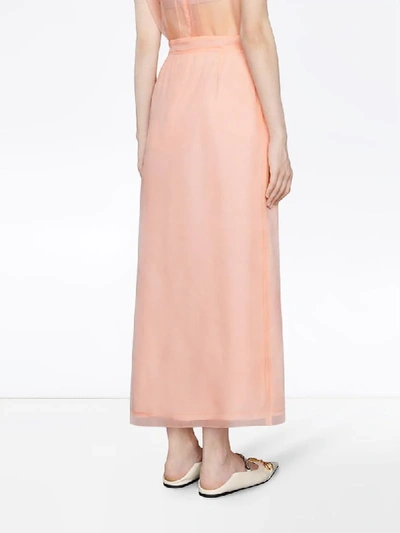 Shop Gucci Sheer Slit Skirt In Pink