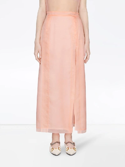 Shop Gucci Sheer Slit Skirt In Pink