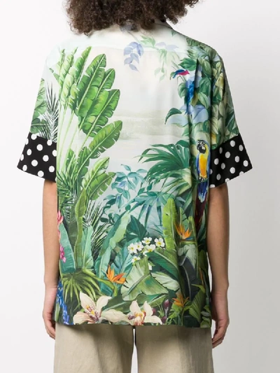 Shop Dolce & Gabbana Jungle And Polka Dot Print Shirt In White