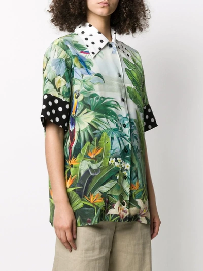 Shop Dolce & Gabbana Jungle And Polka Dot Print Shirt In White