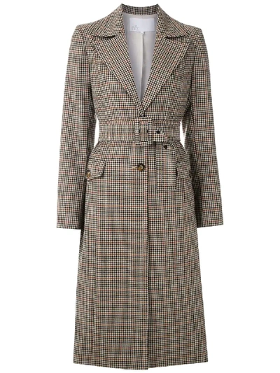 Shop Nk Belted Check Coat In Neutrals