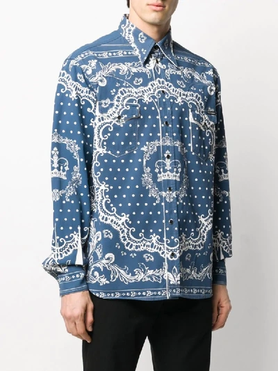 Shop Dolce & Gabbana Bandana Print Buttoned Shirt In Blue