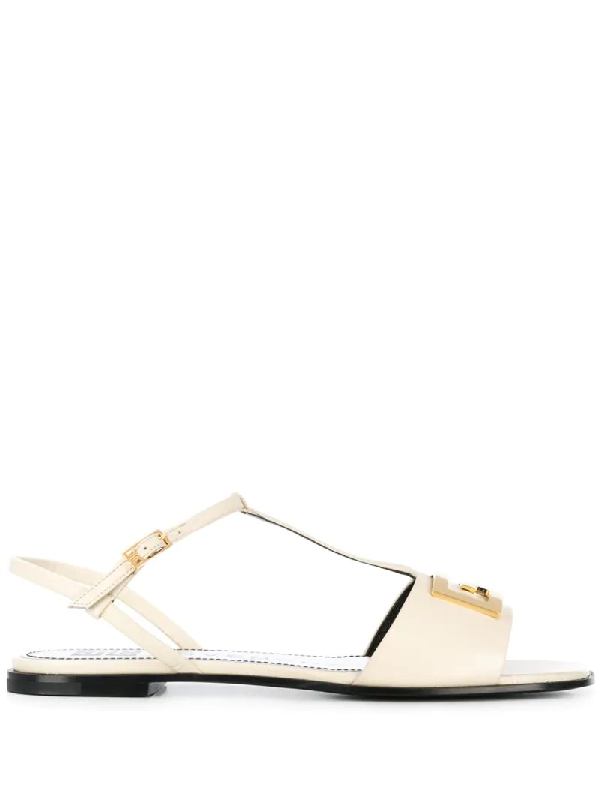cream flat sandals
