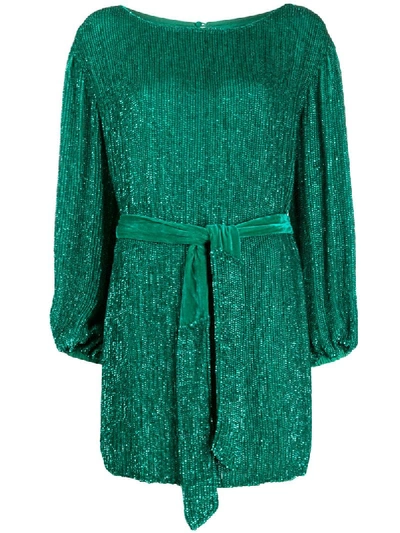Shop Retroféte Grace Sequinned Mini Dress In Green