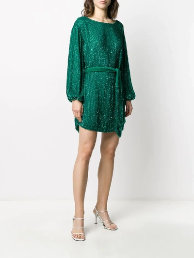Shop Retroféte Grace Sequinned Mini Dress In Green
