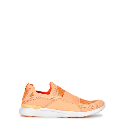 Shop Apl Athletic Propulsion Labs Techloom Bliss Peach Stretch-knit Sneakers