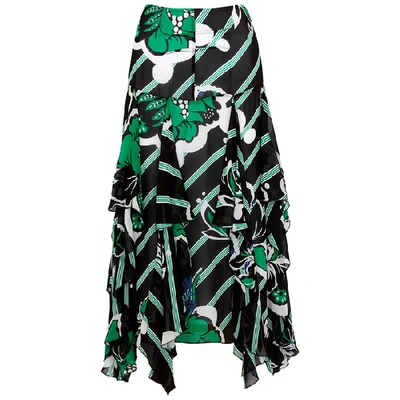 Shop By Malene Birger Mela Printed Chiffon Midi Skirt In Green
