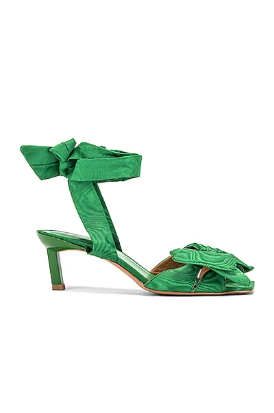 Shop Ganni Heeled Bow In Island Green