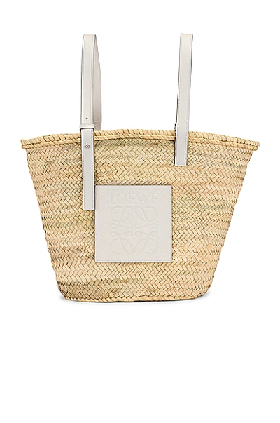 Shop Loewe Basket Large Bag In Natural & White