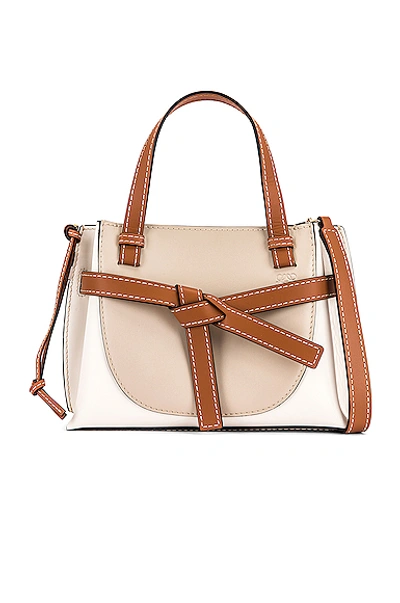 Shop Loewe Gate Top Handle Mini Bag In Light Oat & Soft White