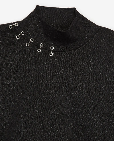 Shop The Kooples Black High-neck Sweatshirt With Piercing