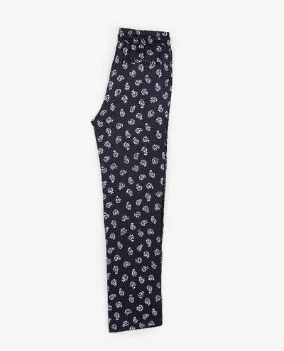 Shop The Kooples Sport Flowing Printed Trousers With Blue Logo Trim In Ble