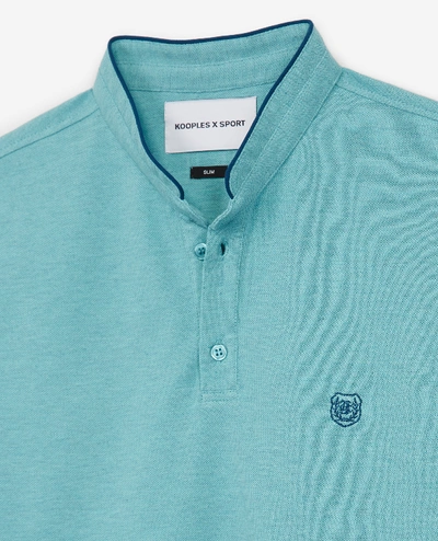 Shop The Kooples Sport Green Jersey Polo With Contrasting Details In Ble