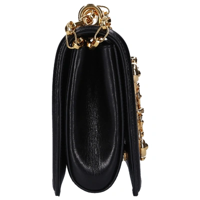 Shop Dolce & Gabbana Women Handbag Dg Girls Calfskin Raffia Logo Beige Black In Black,beige