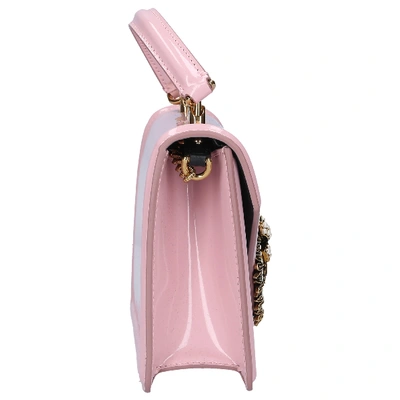 Shop Dolce & Gabbana Women Kleine Hantasche Devotion Dg Lackleder Rosa In Pink