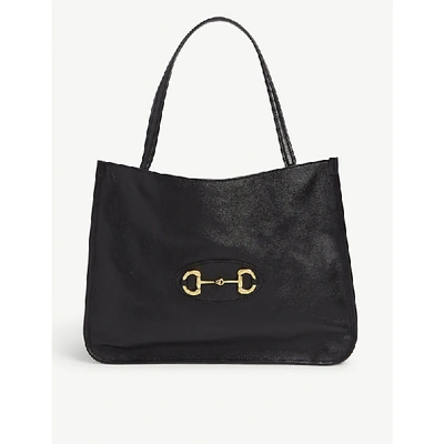 Shop Gucci 1955 Horsebit Leather Tote Bag In Black