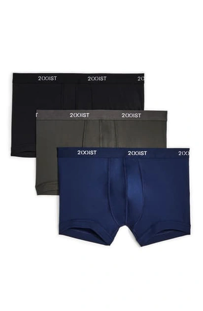 Shop 2(x)ist Micro Speed Dri 3-pack Trunks In Black/ Charcoal/ Varsity Blue