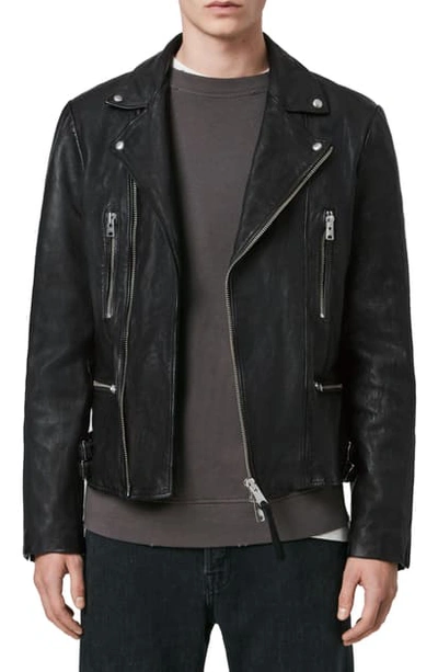 Shop Allsaints Mazo Slim Fit Leather Biker Jacket In Black