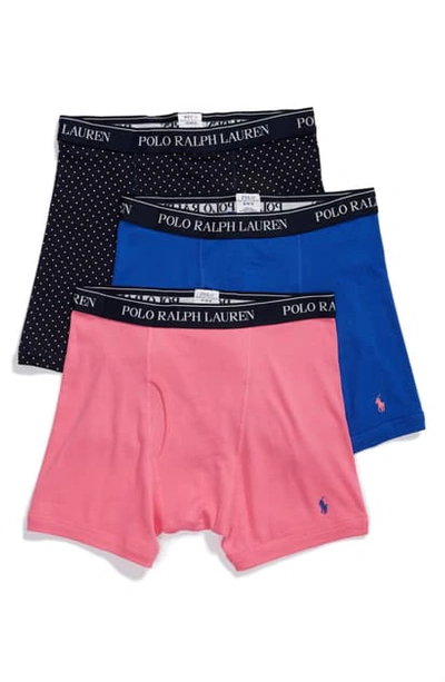 Shop Polo Ralph Lauren 3-pack Cotton Boxer Briefs In Blue/ Pink/ Navy