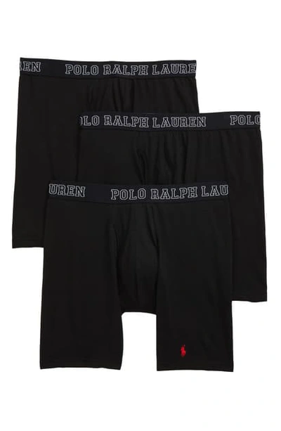 Shop Polo Ralph Lauren Assorted 3-pack Cotton Blend Boxer Briefs In Polo Black