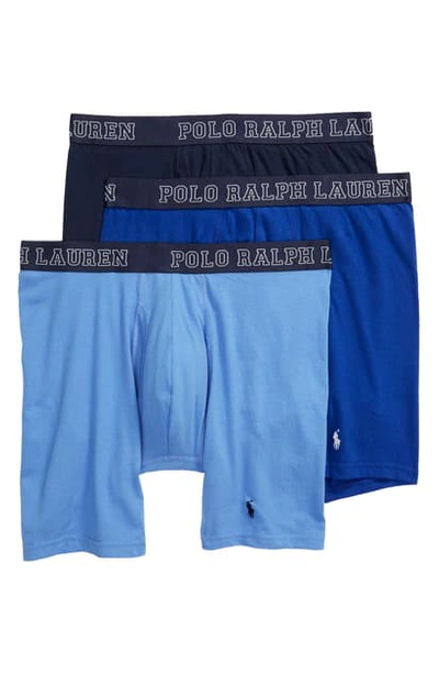 Shop Polo Ralph Lauren Assorted 3-pack Cotton Blend Boxer Briefs In Cruise Navy/ Royal/ Bermuda