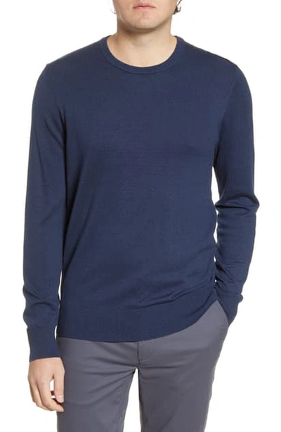 Shop Tommy John Second Skin Cotton Blend Crewneck Sweater In Dress Blues