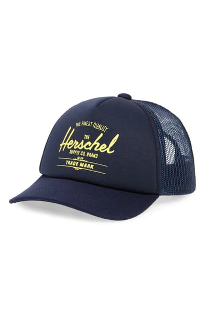 Shop Herschel Supply Co Sprout Whaler Mesh Hat In Peacoat/ Highlight