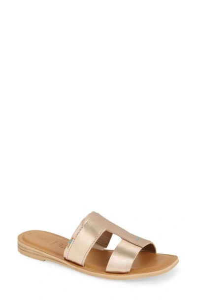 Shop Toms Seacliff Slide Sandal In Rose Gold Leather