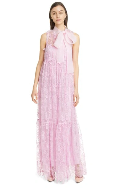 Shop Self-portrait Teardrop Lace Sleeveless Maxi Dress In Lilac