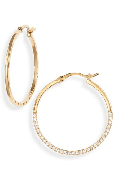 Shop Argento Vivo Half Pave Hoop Earrings In Gold