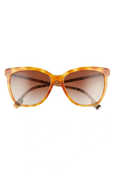 Shop Burberry 56mm Square Sunglasses In Light Havana/ Brown Grad