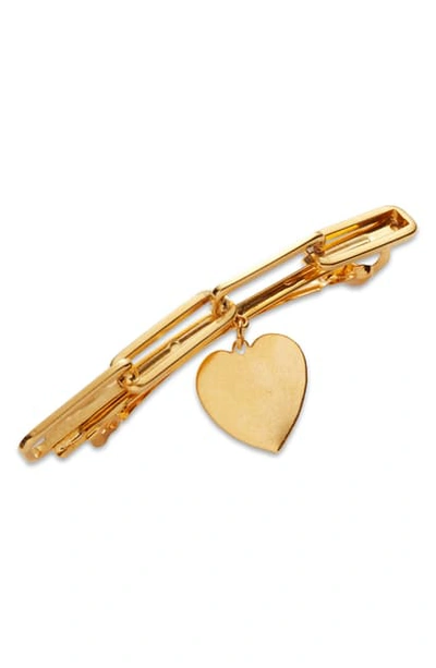 Shop Lelet Ny Heart Charm Chain Link Barrette In Gold