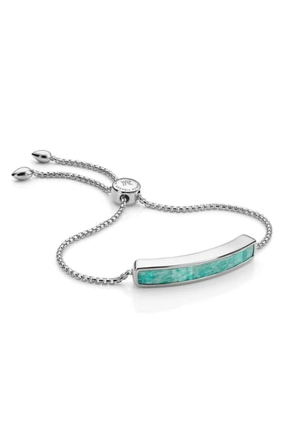 Shop Monica Vinader Engravable Baja Sterling Stone Bracelet In Silver/ Amazonite