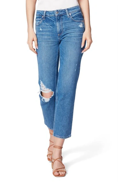 Shop Paige Noella Ripped High Waist Straight Leg Jeans In Sonic Destructed