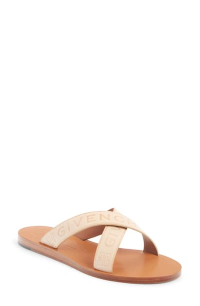 Shop Givenchy Logo Slide Sandal In Desert