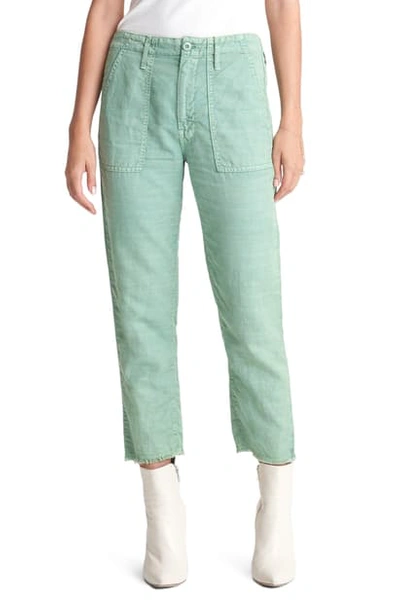 Shop Mother The Shaker Chop Crop Pants In Hedge Green