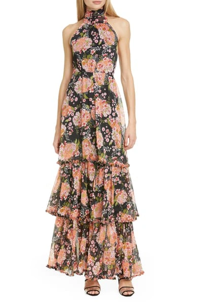Shop Bytimo Halter Neck Floral Chiffon Maxi Dress In 1006 - Bouquet