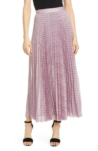 Shop Birgitte Herskind Nessa Pleated Metallic Jacquard Midi Skirt In Classy Chain