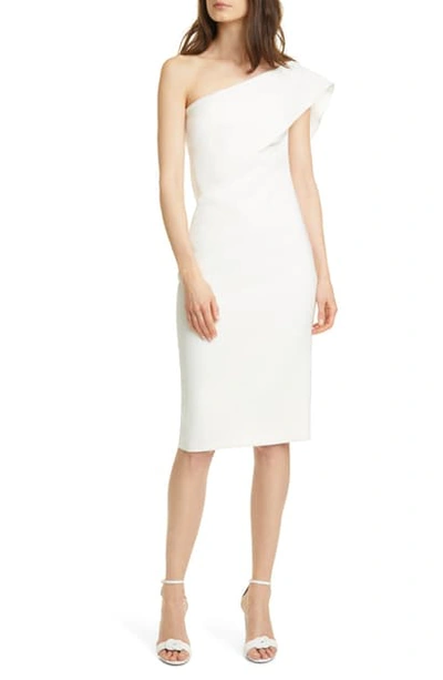 Shop Likely Driggs One-shoulder Popover Sheath Dress In White