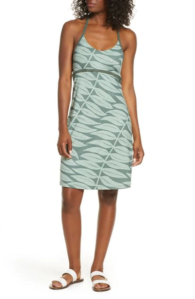 Shop Patagonia Sundown Sally A-line Jersey Dress In Eucalyptus Frnds Catalan Coral