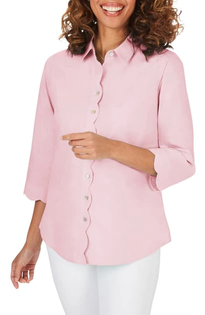 Shop Foxcroft Lily Scallop Detail Non-iron Shirt In Cabana Pink