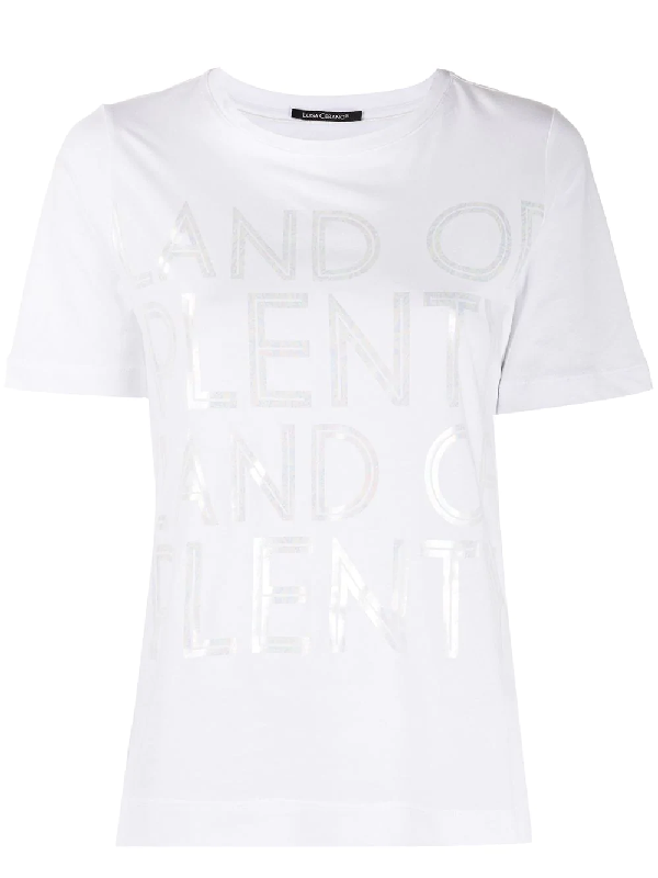 Luisa Cerano Short Sleeve Logo Print T-shirt In White | ModeSens