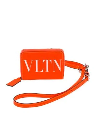 Shop Valentino Garavani Vltn Fluorescent Neck Wallet In Arancio