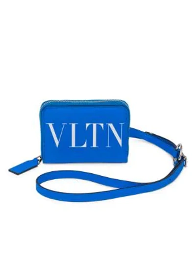 Shop Valentino Garavani Vltn Fluorescent Neck Wallet In Azzurro